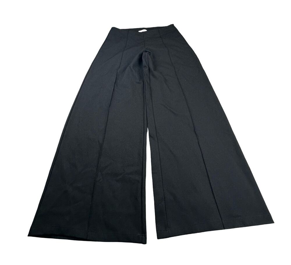 Marcella NYC Womens LP Black Ponte Trouser Pants Side Zip Wide Leg Career